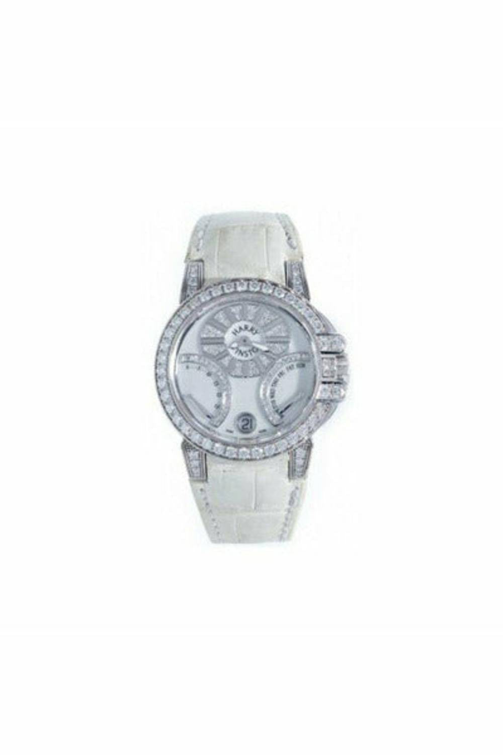 harry winston ocean biretrograde 36mm 18kt white gold white light mop ladies watch-DUBAILUXURYWATCH