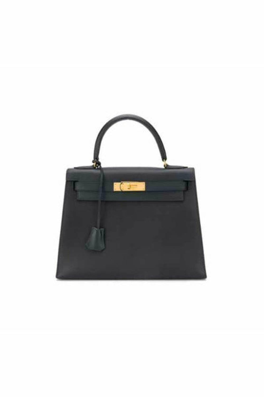 hermes kelly 28 retourne black logo leather gold hardware handbag-DUBAILUXURYWATCH