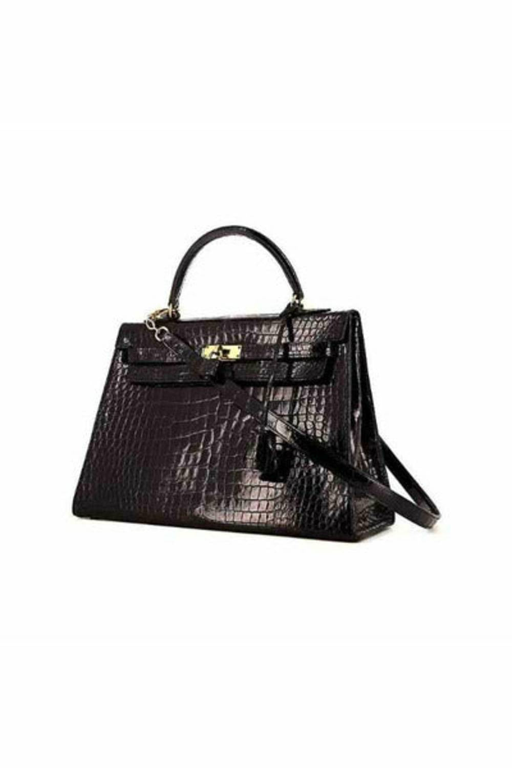 hermes kelly 35 black shiny porosus crocodile palladium hw handbag-DUBAILUXURYWATCH