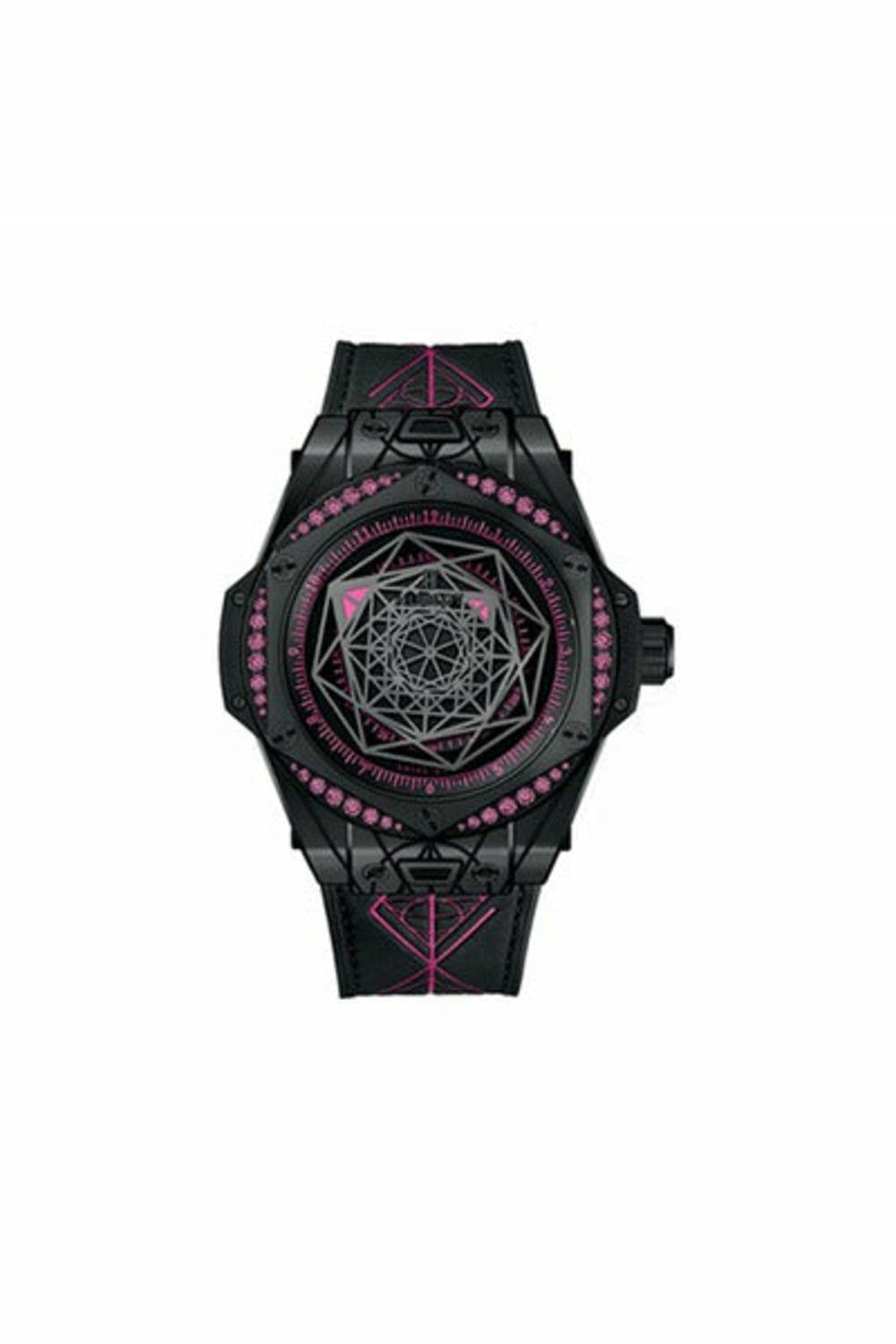 hublot big bang sang bleu all black pink 39mm ceramic & diamond dial limited edition 100 pcs ref. 465.cs.1119.vr.33mxm18-DUBAILUXURYWATCH