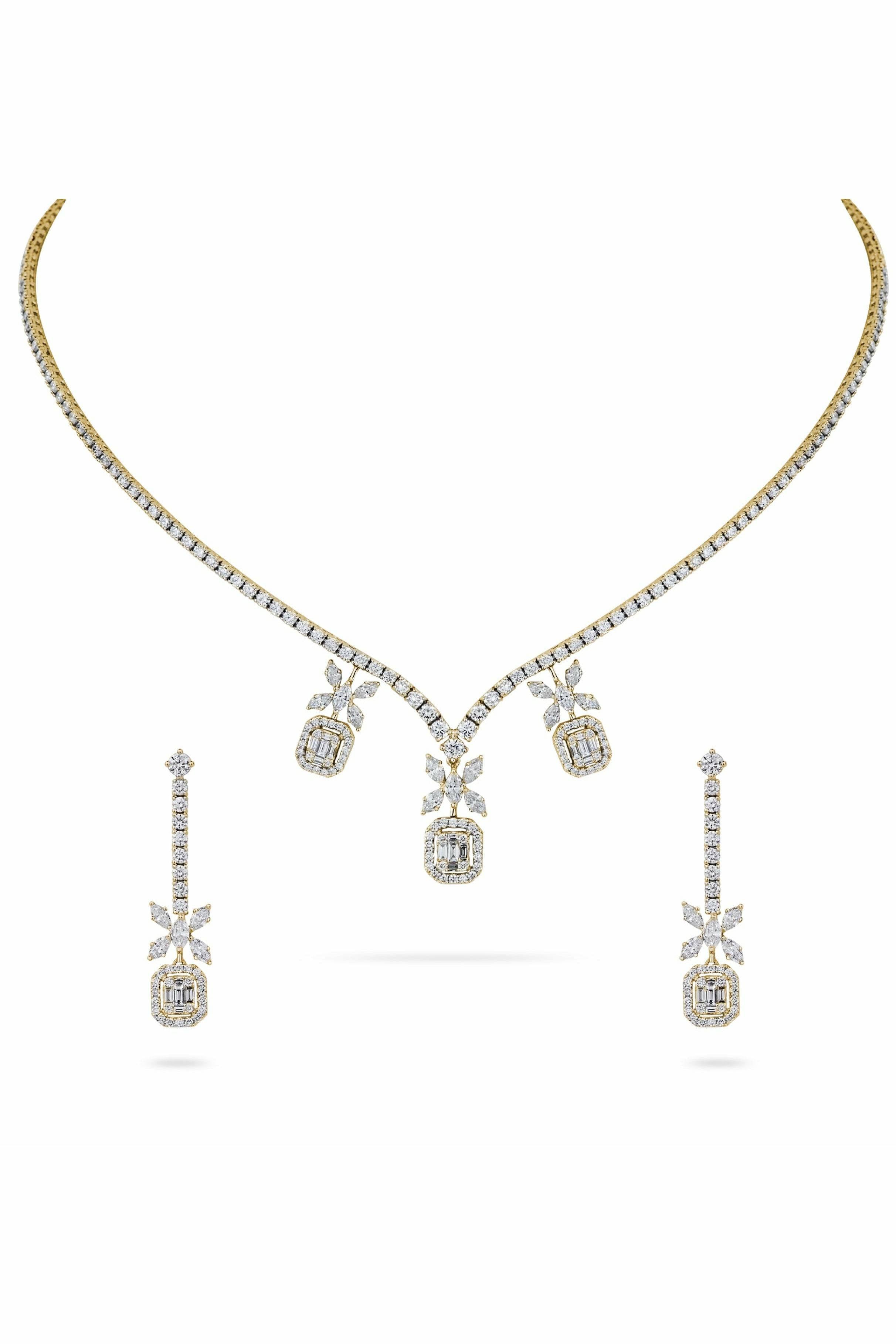 illusion necklace with matching earrings-DUBAILUXURYWATCH