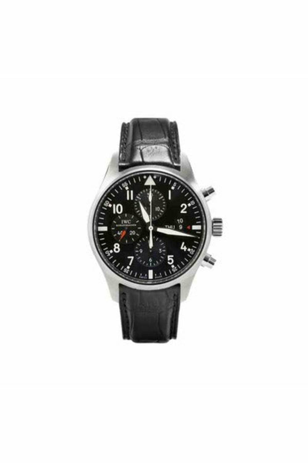 iwc pilot chronograph automatic black dial stainless steel 43mm men's watch-DUBAILUXURYWATCH