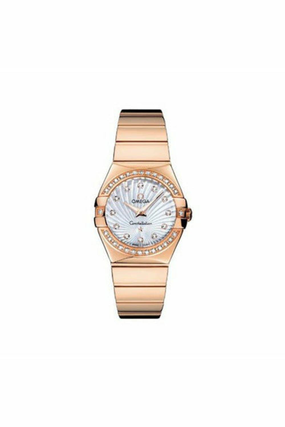 omega constellation 27mm 18kt rose gold ladies watch-DUBAILUXURYWATCH