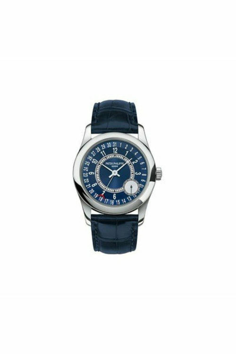 patek philippe calatrava 6000g-012 white gold blue dial men's watch-DUBAILUXURYWATCH