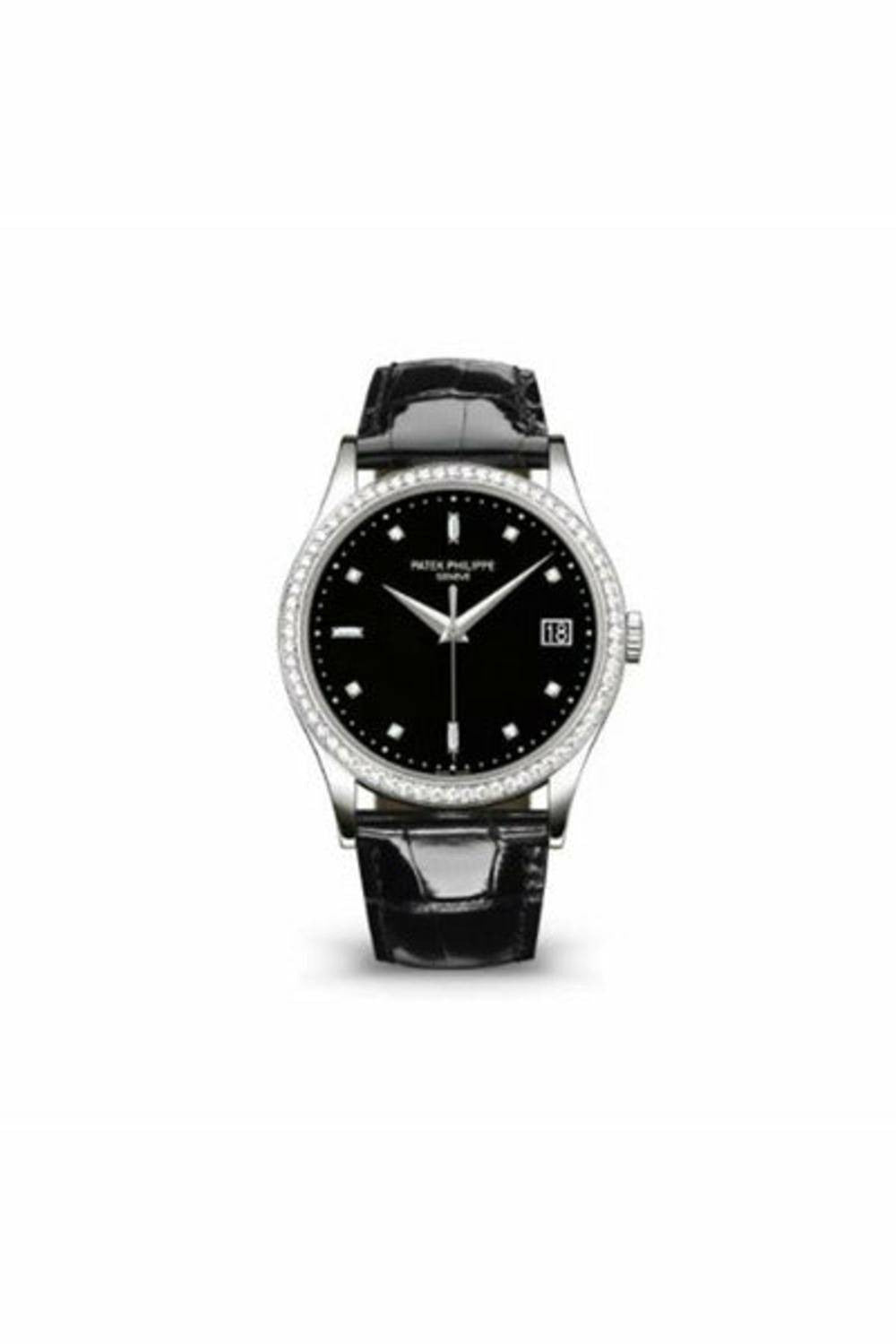 patek philippe calatrava white gold with ebony black opal dial watch-DUBAILUXURYWATCH