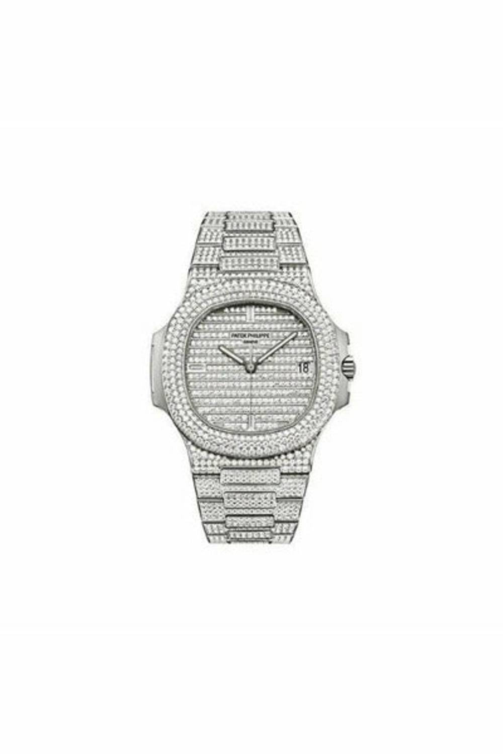 patek philippe nautilus 5719/1g-001 diamond paved 18kt white gold watch-DUBAILUXURYWATCH