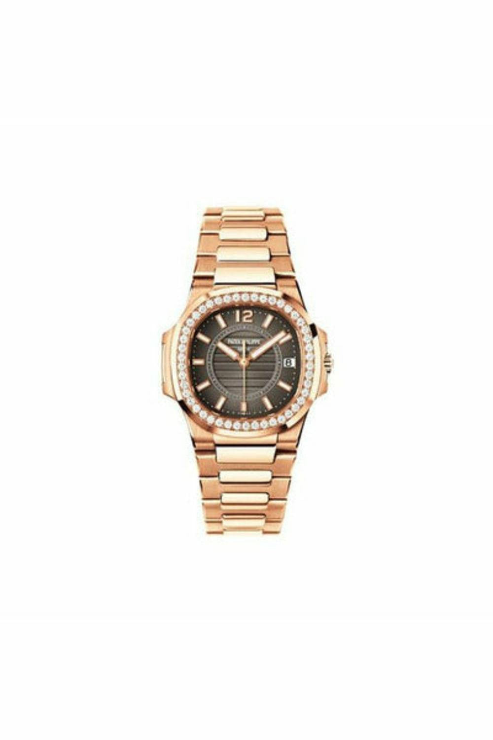 patek philippe nautilus 7010/1r-010 rose gold with diamonds charcoal grey dial ladies watch ref. 7010/1r-010-DUBAILUXURYWATCH