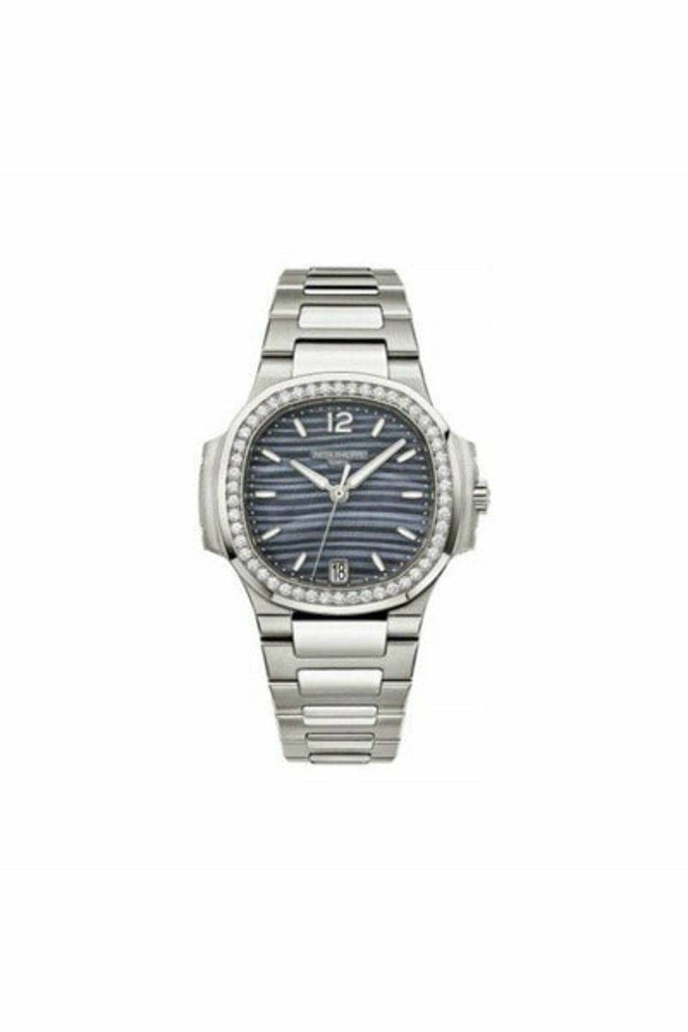 patek philippe nautilus 7018/1a-010 stainless steel blue tinted mop dial ladies watch-DUBAILUXURYWATCH