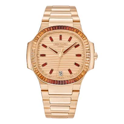 PATEK PHILIPPE NAUTILUS 7118/1300R ROSE-GILT WAVES BAGUETTE-DUBAILUXURYWATCH