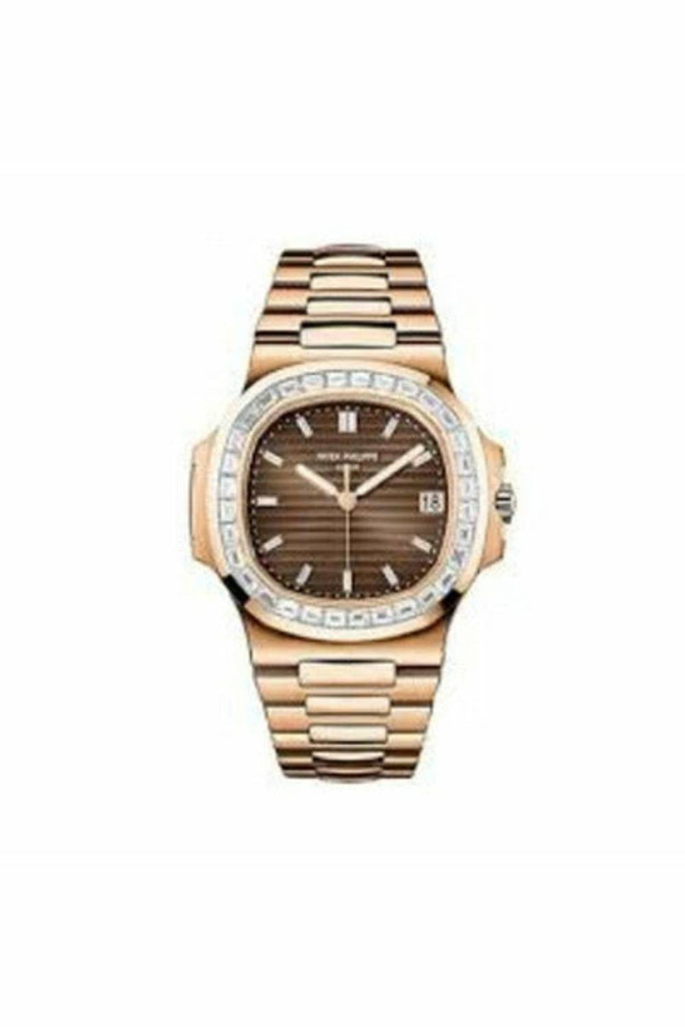 patek philippe nautilus rose gold diamond bezel watch-DUBAILUXURYWATCH