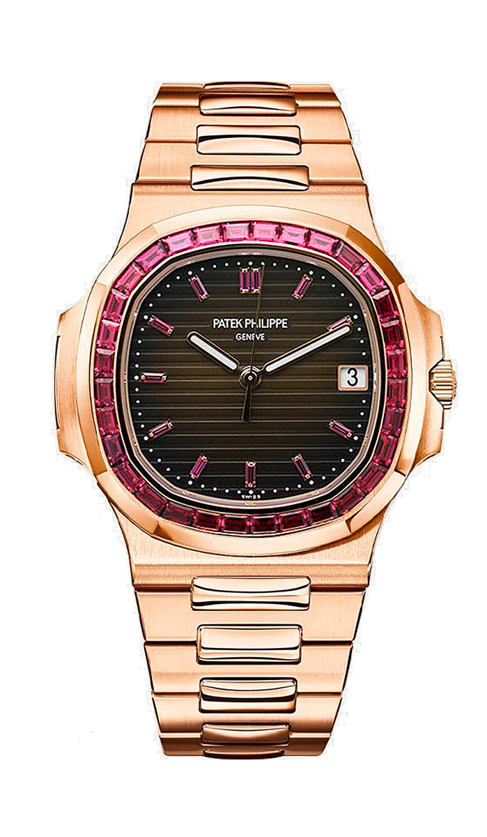 patek philippe nautilus rose gold ruby bezel ref. 5723/112r-001-DUBAILUXURYWATCH