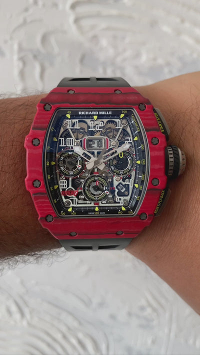 Richard Mille Rm 11-03 Red Quartz Flyback Chronograph Tpt Carbon 44.50mm X 49.94mm Men's Watch