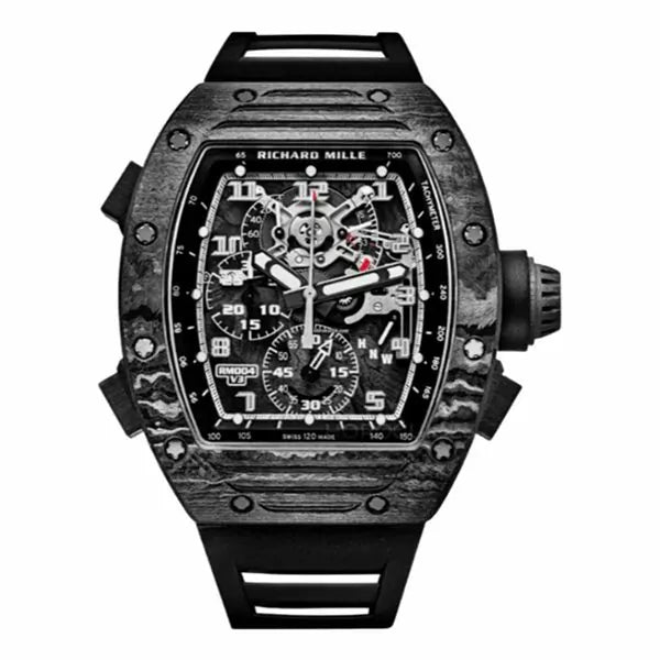 RICHARD MILLE RM 004 V3 CA SPLIT SECONDS CHRONOGRAPH NTPT CARBON 49MM BLACK RUBBER STRAPS MEN’S WATCH-DUBAILUXURYWATCH