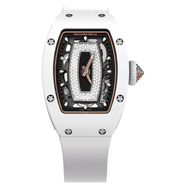 RICHARD MILLE RM 07-01 WHITE CERAMIC 45.66MM X 31.40MM WHITE RUBBER STRAPS LADIES WATCH-DUBAILUXURYWATCH