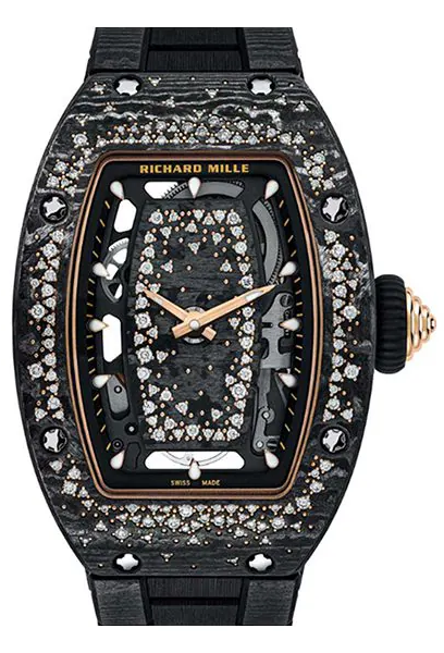 RICHARD MILLE RM07-01 TPT STARRY NIGHT BLACK SKELETONIZED DIAMOND DIAL DIAMOND SET BEZEL 31.4MM CARBON LADIES WATCH-DUBAILUXURYWATCH