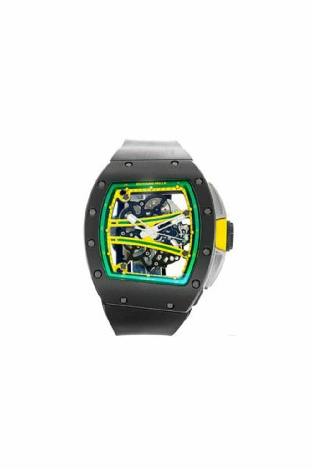 richard mille yohan blake 50mm x 42mm green & yellow skeleton dial men's watch-DUBAILUXURYWATCH