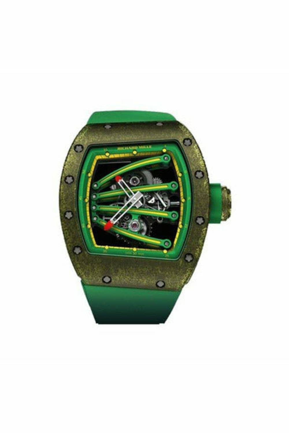 richard mille yohan blake green & yellow carbon 50mm x 42mm men's watch-DUBAILUXURYWATCH