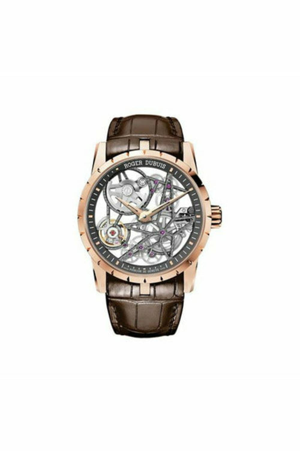 roger dubuis excalibur skeleton 42mm 18k rose gold men's watch-DUBAILUXURYWATCH