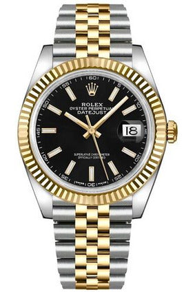 rolex datejust 41 black dial men's gold & steel watch 126333-0014-DUBAILUXURYWATCH