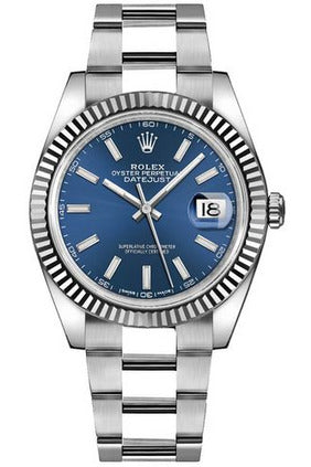 rolex datejust 41 blue dial oyster bracelet watch 126334-0001-DUBAILUXURYWATCH
