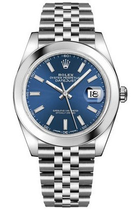 rolex datejust 41 blue dial steel men's watch 126300-0002-DUBAILUXURYWATCH