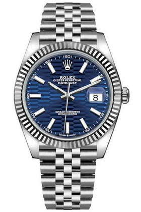rolex datejust 41 blue fluted motif dial men's luxury watch 126334-0032-DUBAILUXURYWATCH