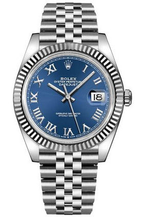 rolex datejust 41 blue roman numeral dial men's watch 126334-0026-DUBAILUXURYWATCH