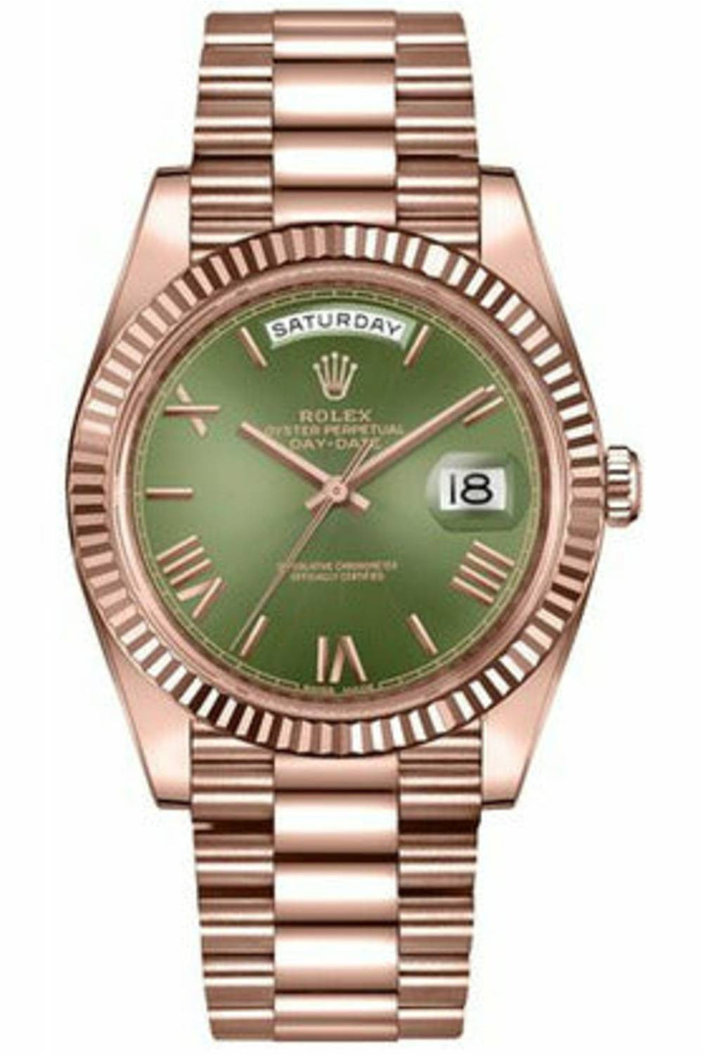 rolex day-date 40 green dial rose gold 228235-DUBAILUXURYWATCH