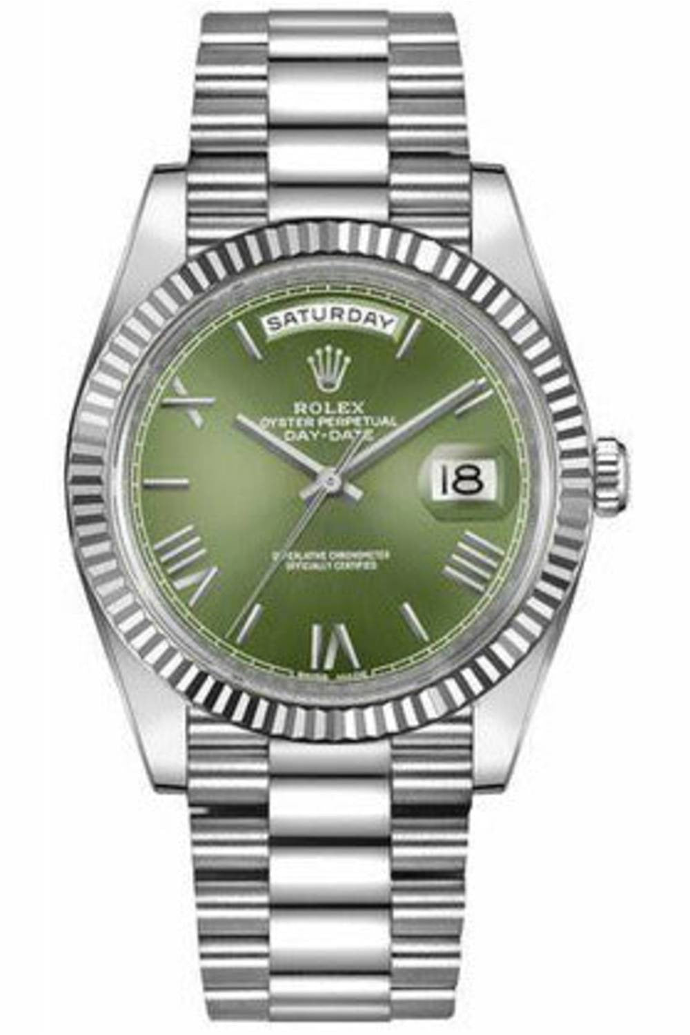 rolex day-date 40 green dial white gold 228239-DUBAILUXURYWATCH