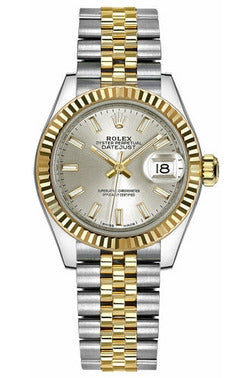 rolex lady-datejust 28 silver dial gold & steel watch 279173-0019-DUBAILUXURYWATCH