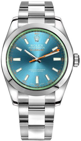 rolex oyster perpetual milgauss z-blue steel men's watch 116400gv-0002-DUBAILUXURYWATCH