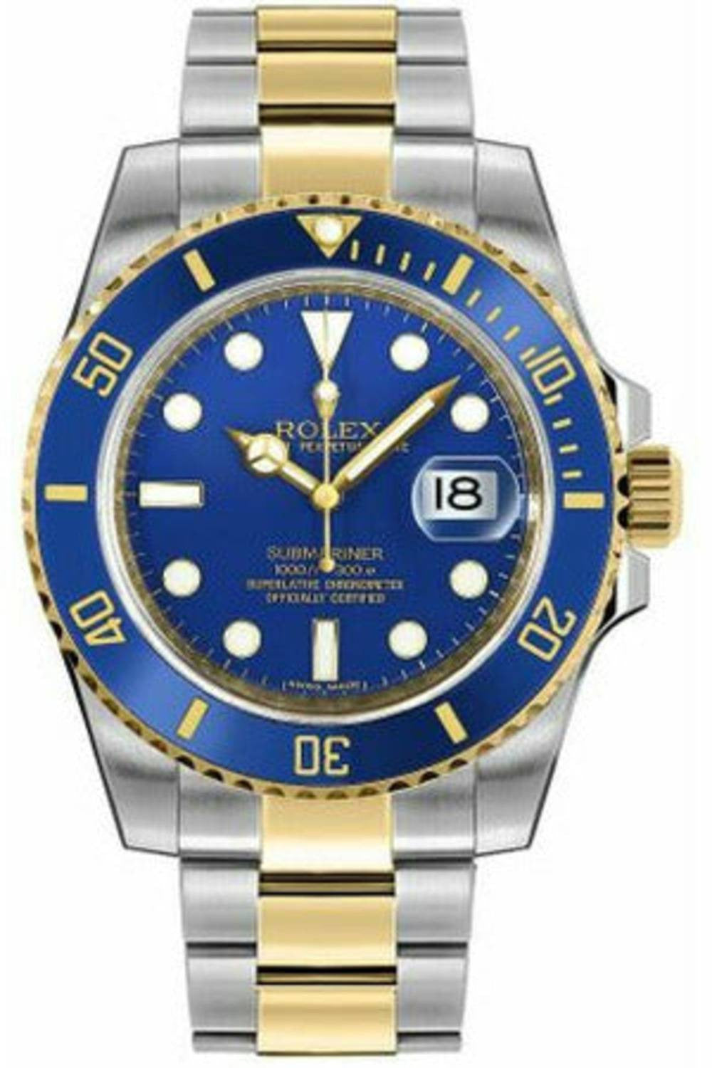 rolex submariner date two tone blue dial 116613lb-0005-DUBAILUXURYWATCH