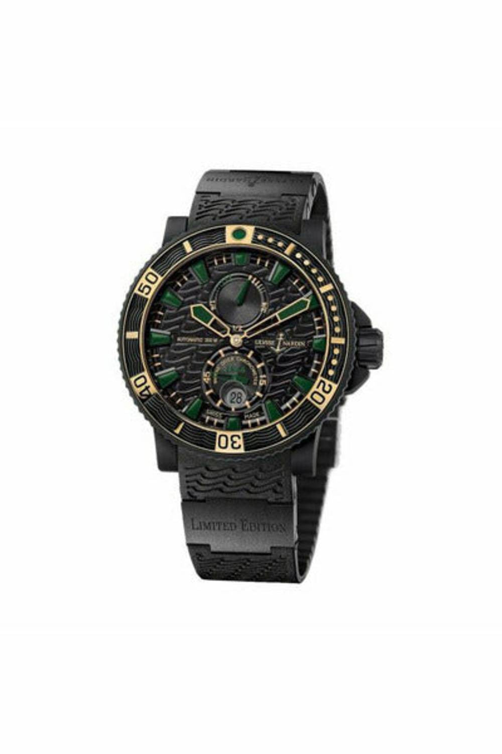 ulysse nardin maxi marine diver black sea 45.8mm rubber clad stainless steel men's watch ref. 263-92le-3c/928-rg-DUBAILUXURYWATCH