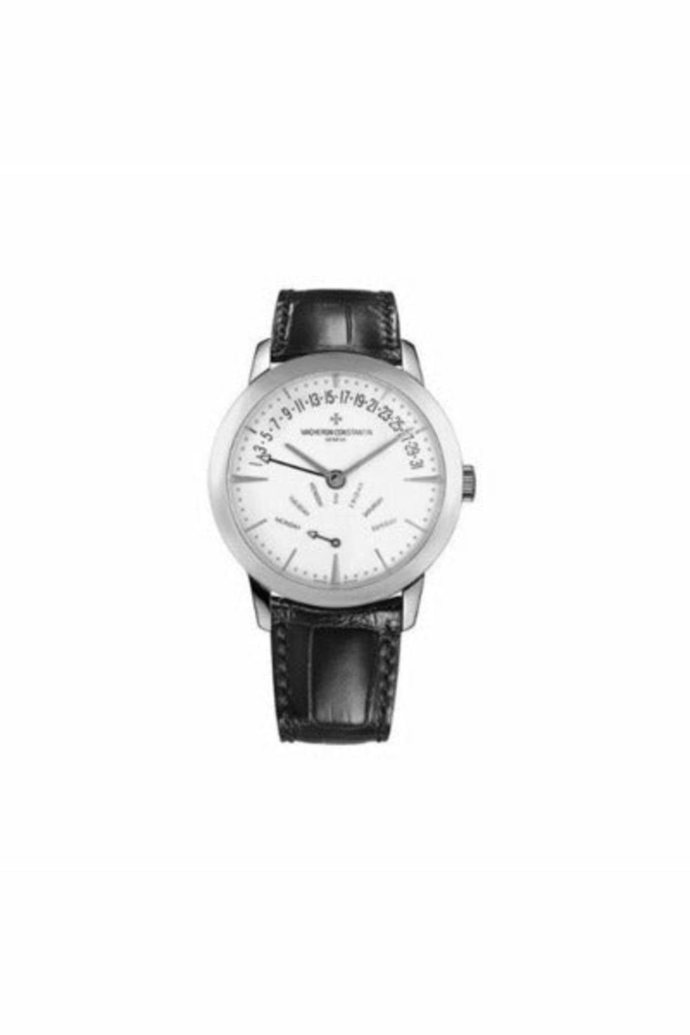 vacheron constantin patrimony contemporaine retrograde day date 18kt white gold 42.50mm men's watch-DUBAILUXURYWATCH