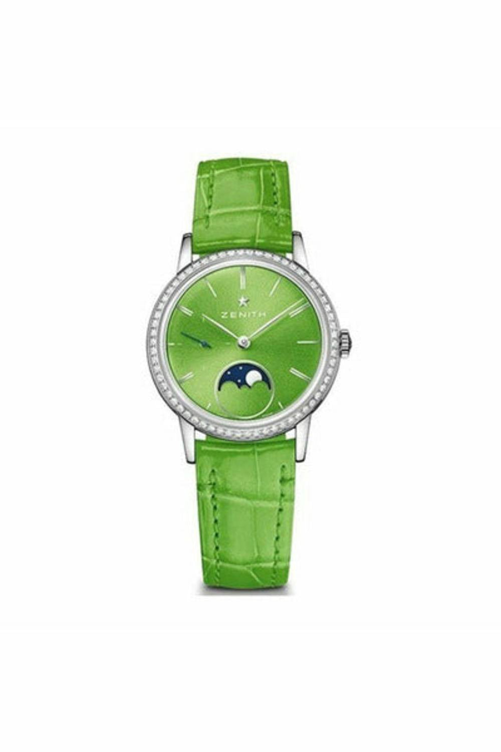 zenith elite lady moonphase apple green lacquered 33mm ladies watch ref. 16.2332.692/64.c816-DUBAILUXURYWATCH