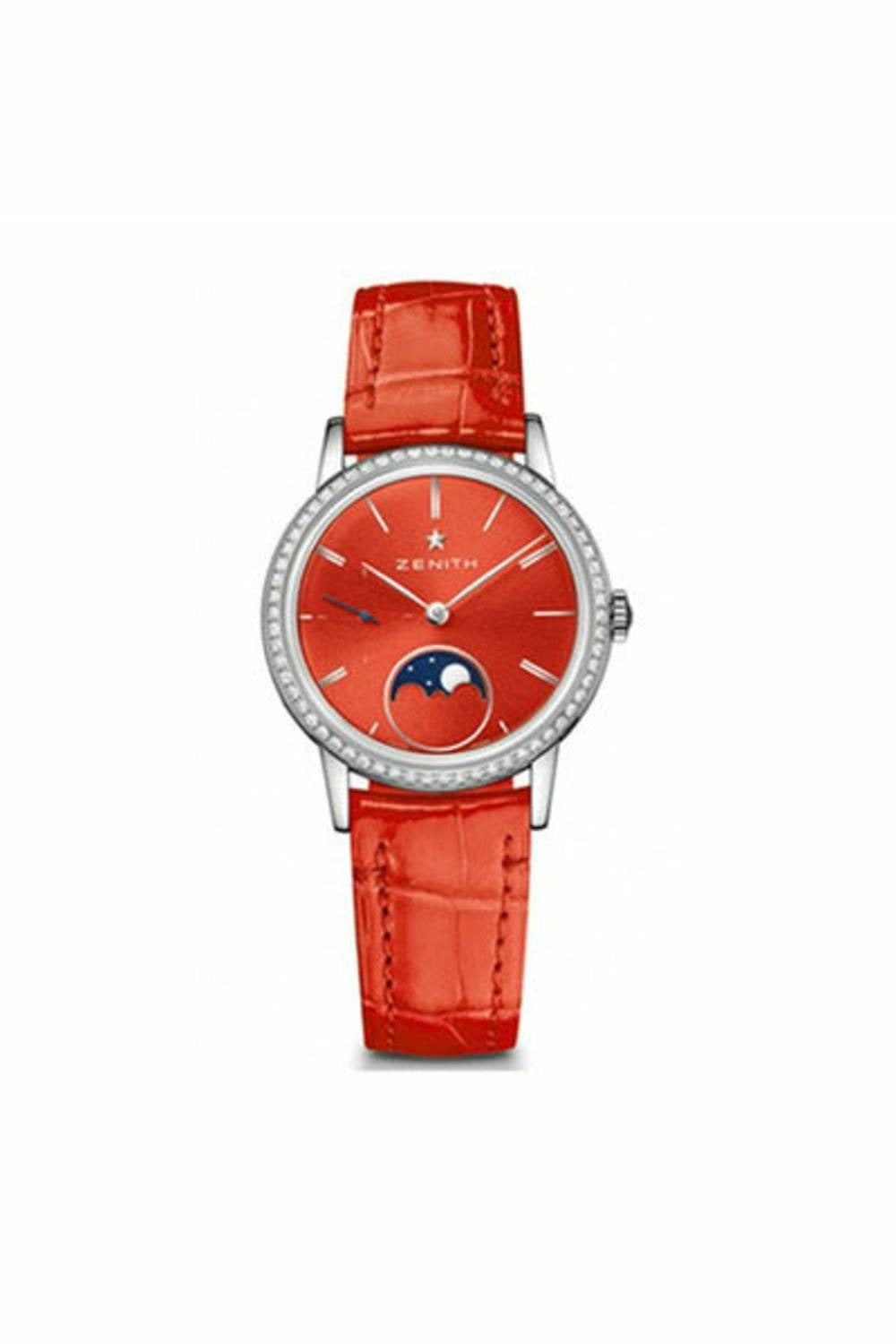 zenith elite lady moonphase red lacquered 33mm ladies watch ref. 16.2334.692/71.c818-DUBAILUXURYWATCH