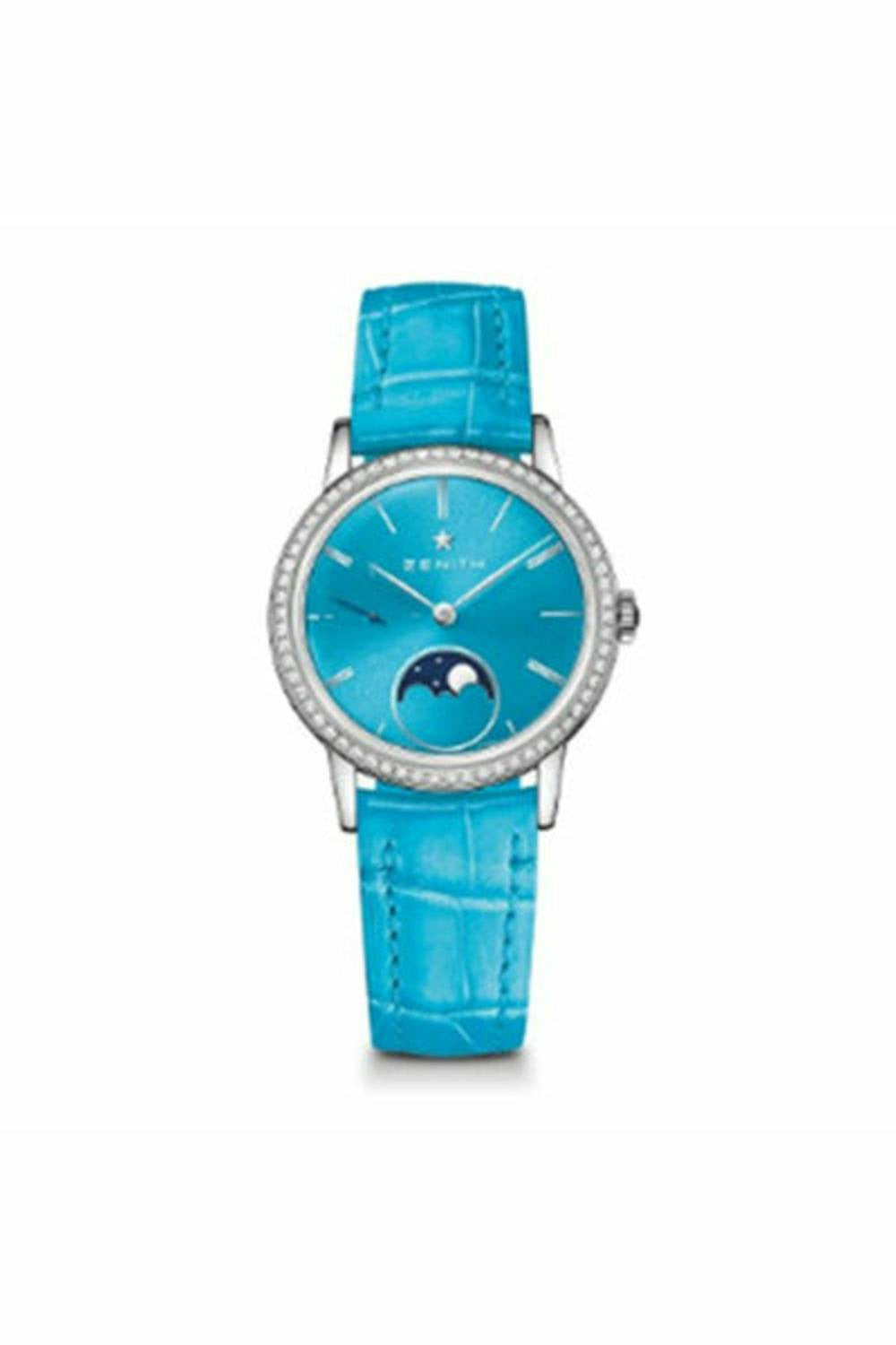 zenith elite lady moonphase turquoise lacquered 33mm ladies watch ref. 16.2333.692/54.c817-DUBAILUXURYWATCH