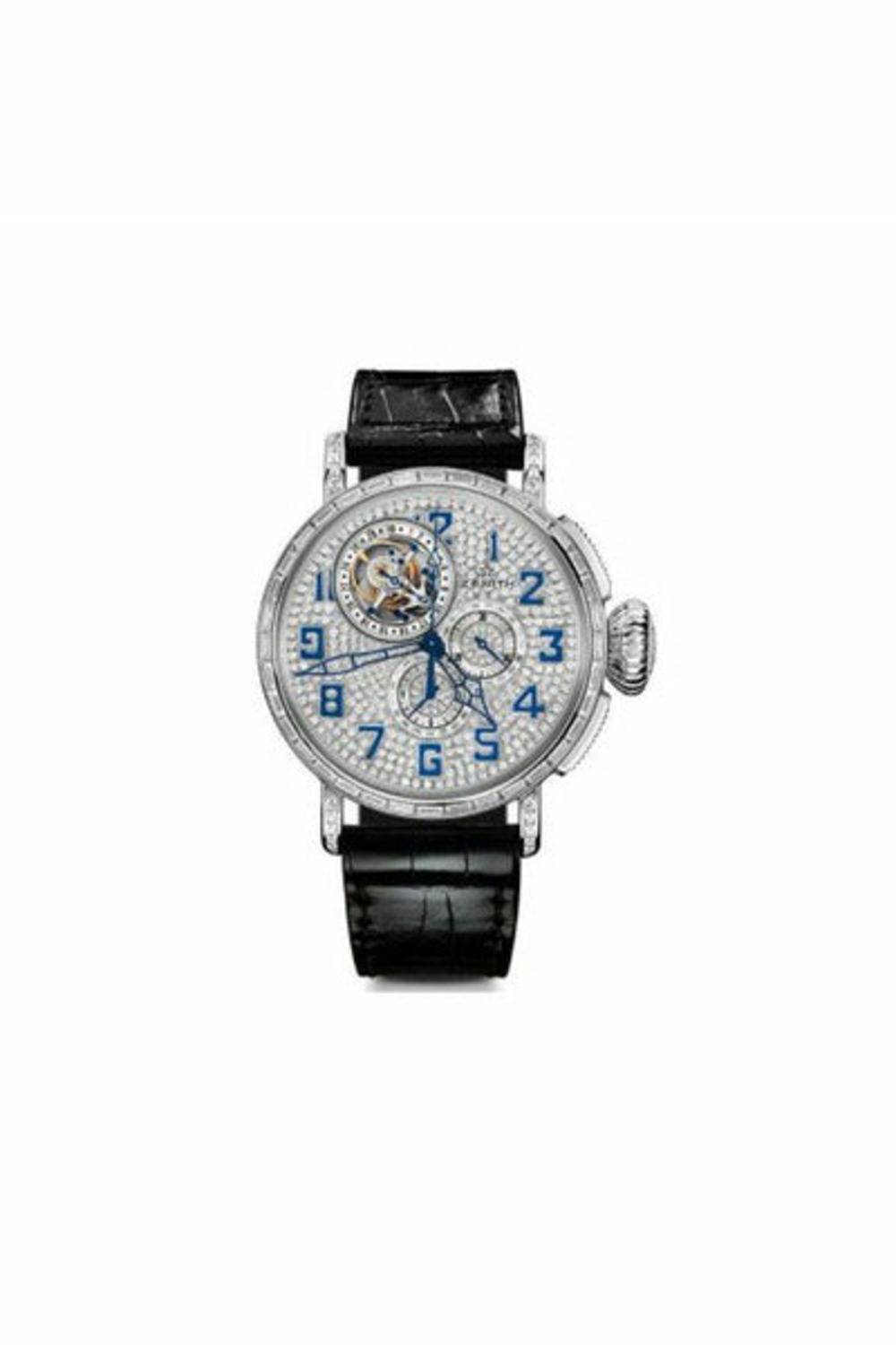 zenith pilot type 20 tourbillon diamond 18kt white gold 48mm men's watch-DUBAILUXURYWATCH